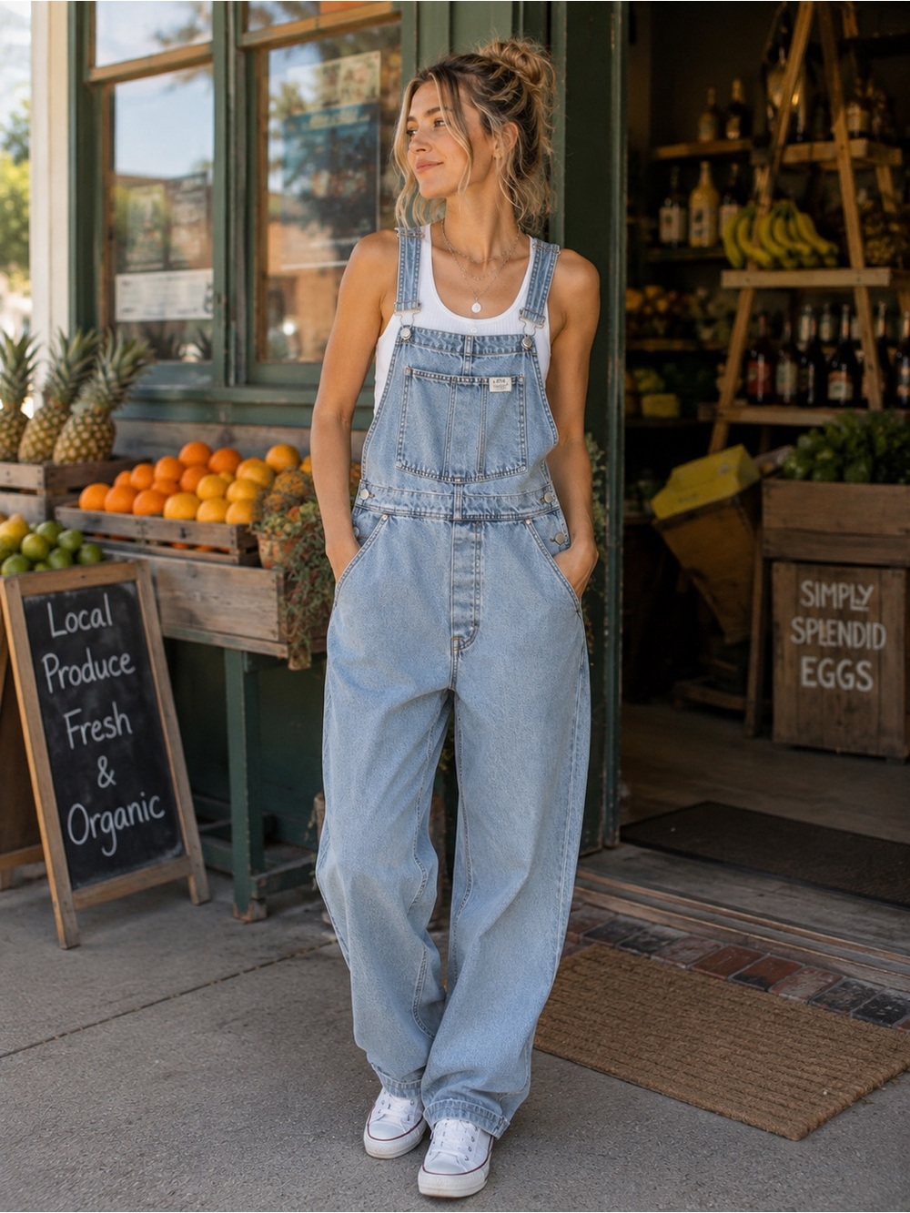 Vintage Guess Jeans 90s Light Wash Denim Carpenter Cargo Overalls Medium
